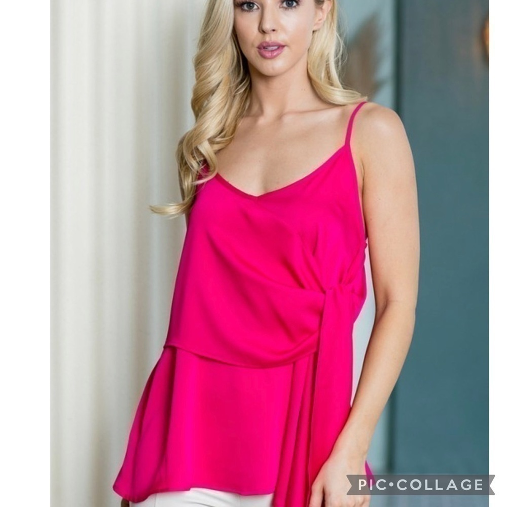🔥🔥Fuchsia Cami Top w/Tie